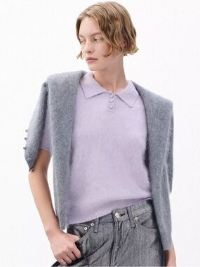 Rag & Bone Jada Brushed Cashmere SS Polo Sweater